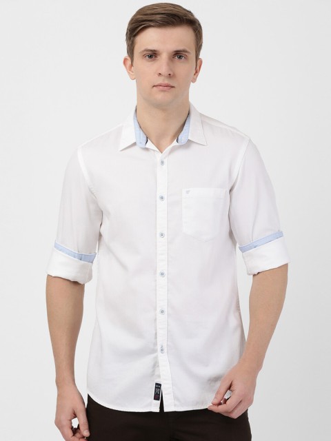 

t-base Men White Standard Casual Shirt