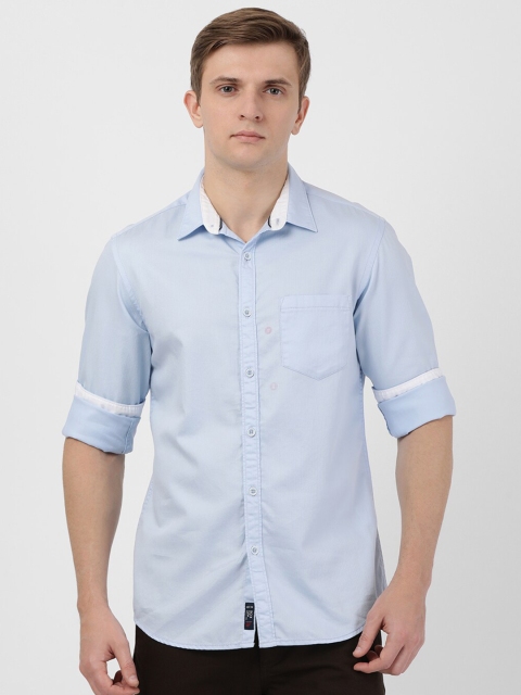 

T-Base Men Blue Standard Casual Shirt