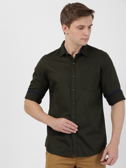 

t-base Men Olive Green Standard Casual Shirt