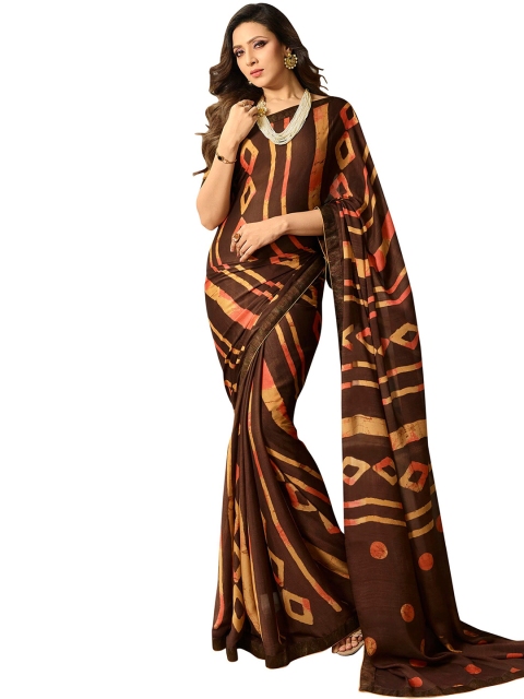 

Zainab chottani Brown & Beige Pure Georgette Saree