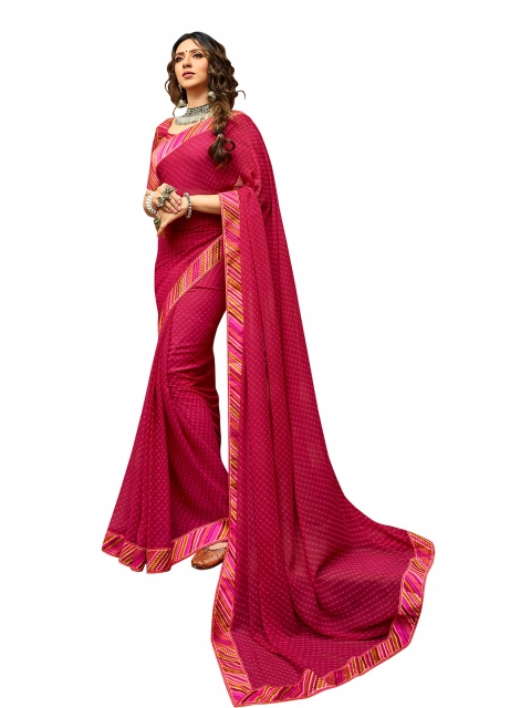 

Zainab chottani Pink Pure Georgette Block Print Saree