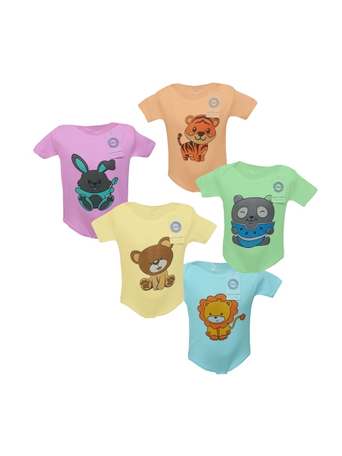 

MRB Kids Pack of 5 Printed Cotton Rompers, Multi