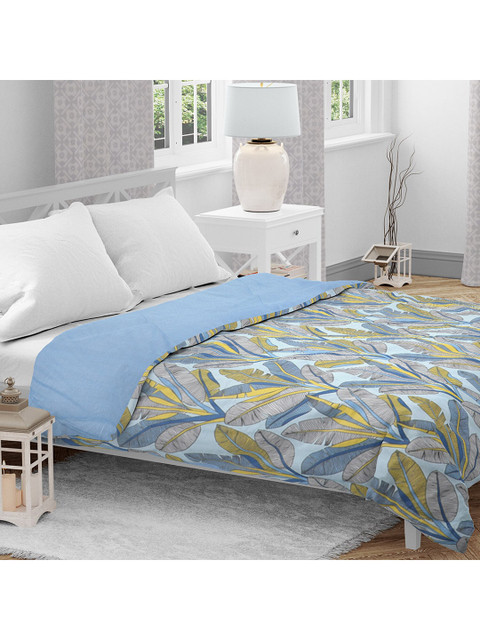 

HomeTown Blue & Yellow Floral AC Room 150 GSM Double Bed Comforter