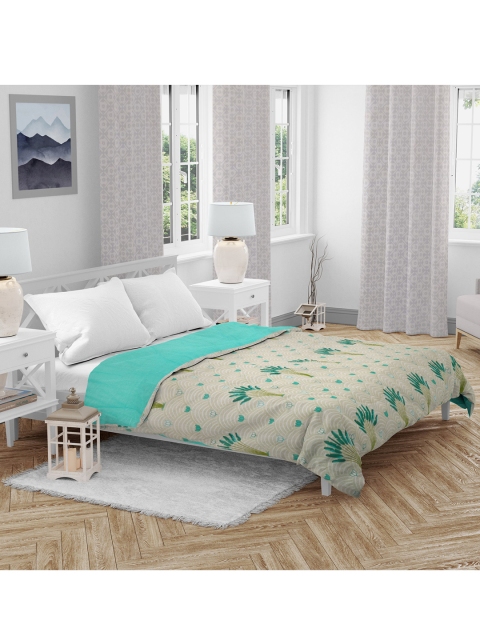 

HomeTown Green & Grey Floral AC Room 150 GSM Double Bed Comforter