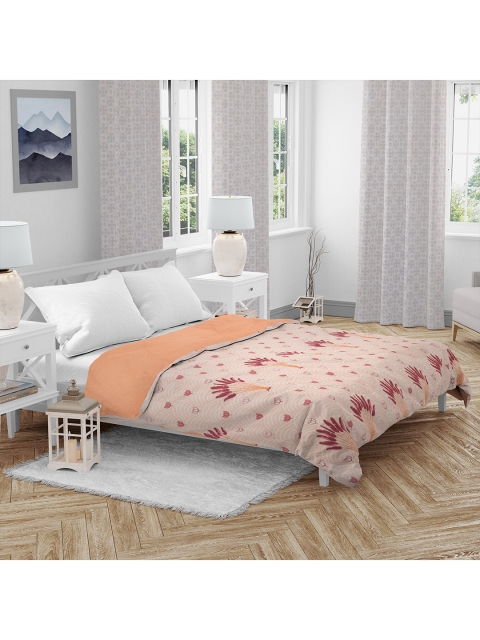 

HomeTown Beige & Orange Floral AC Room 150 GSM Double Bed Comforter