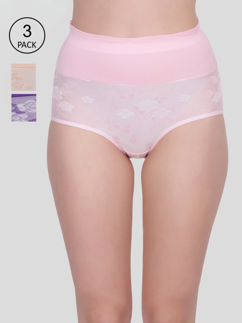 

Amour Secret Women Pack Of 3 Printed Hipster Briefs, Pink