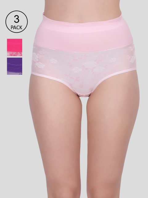 

Amour Secret Women Pack of 3 Printed Hipster Briefs, Pink
