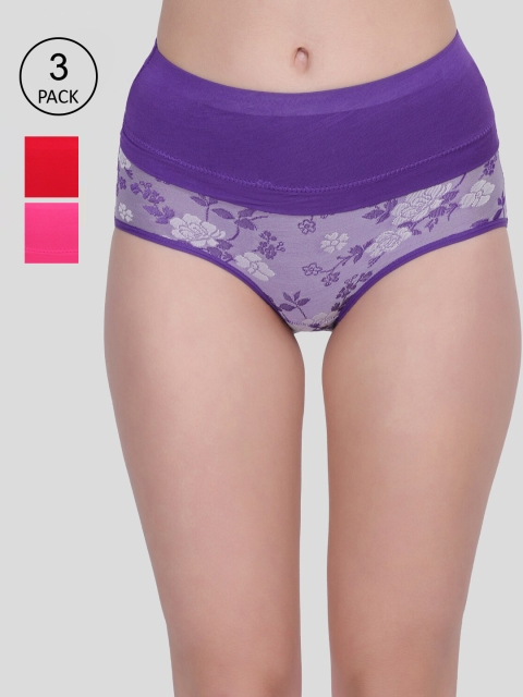 

Amour Secret Women Pack Of 3 Printed Hipster Briefs, Blue