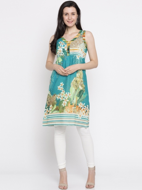 

Biba Women Green Printed A-Line Kurta