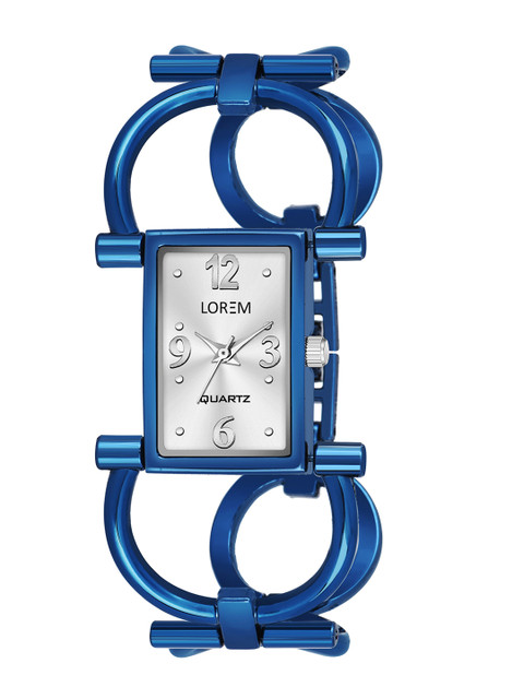 

FERRIZZO Women Silver Printed Square Dial & Blue Bracelet Style Straps Analogue Watch