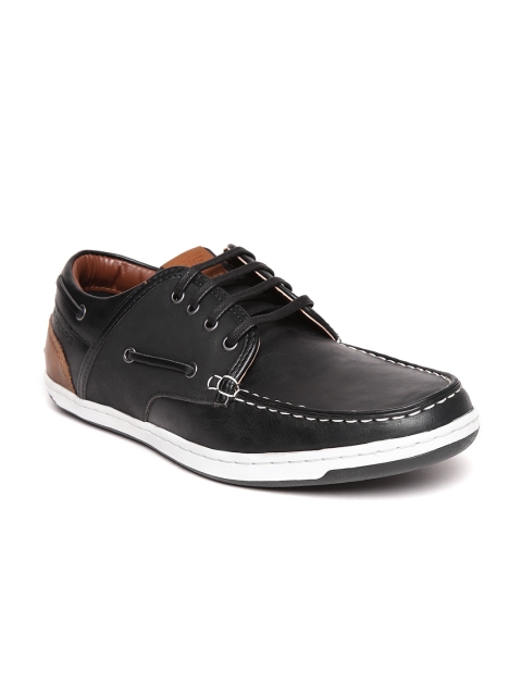 

Red Tape Men Black Leather Sneakers