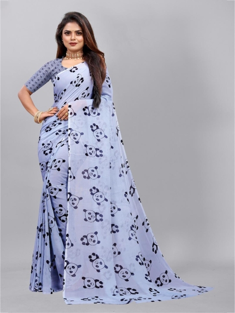 

APNISHA Grey & Black Printed Saree