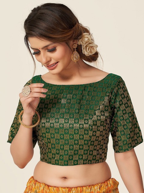 

HIMRISE Women Green Woven Design Saree Blouse