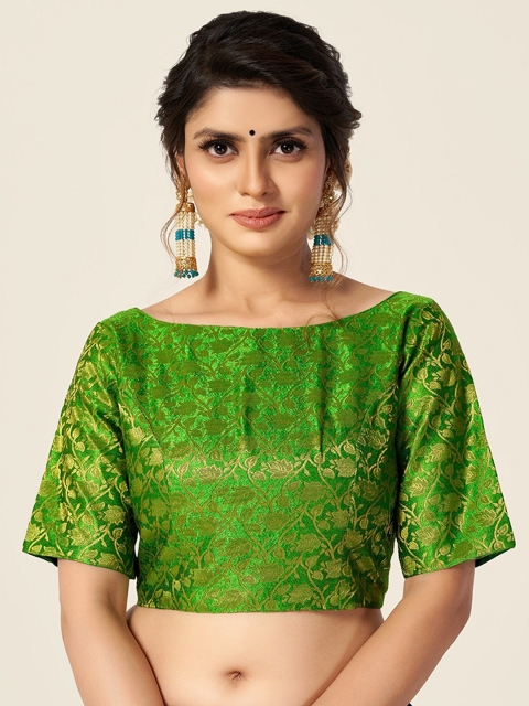 

HIMRISE Women Lime Green Woven Design Saree Blouse