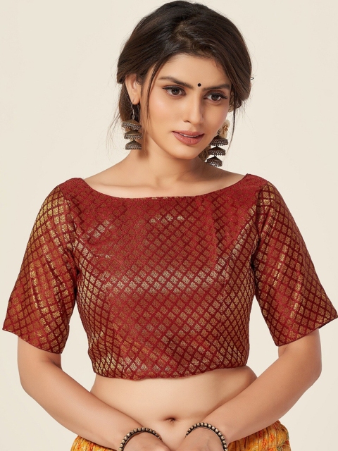 

HIMRISE Women Maroon Woven Design Saree Blouse