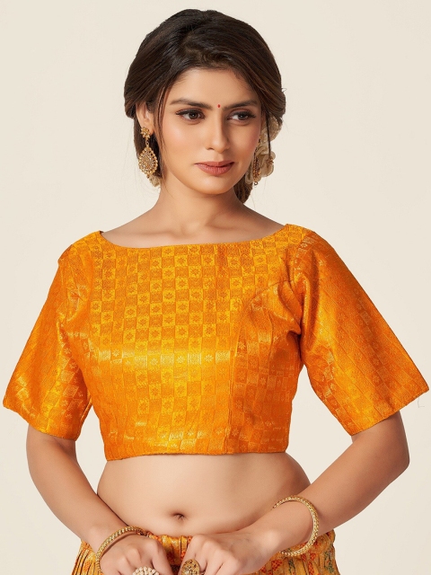 

HIMRISE Women Yellow Woven Design Saree Blouse