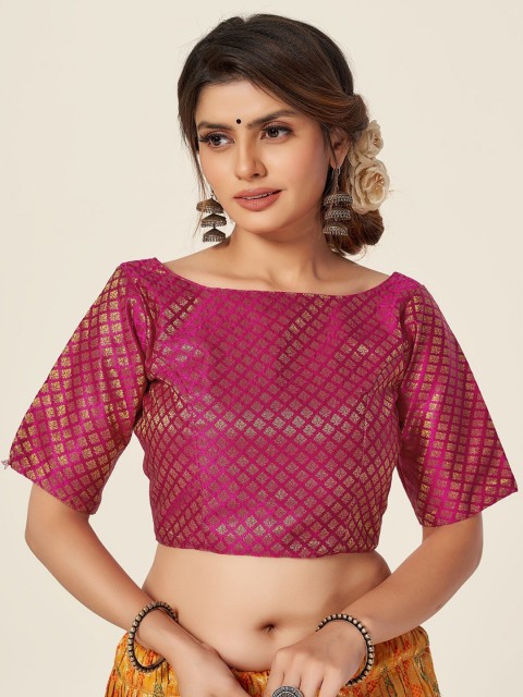 

HIMRISE Pink Woven Design Saree Blouse