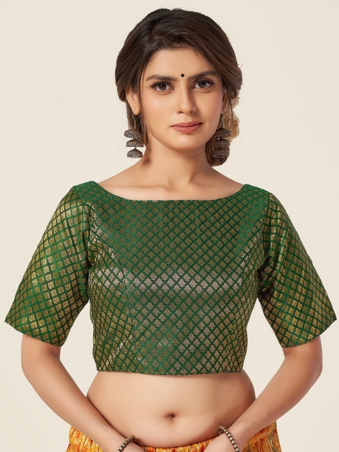 

HIMRISE Women Green Woven-Design Saree Blouse