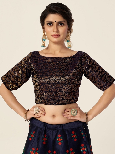 

HIMRISE Women Black & Golden Printed Saree Blouse
