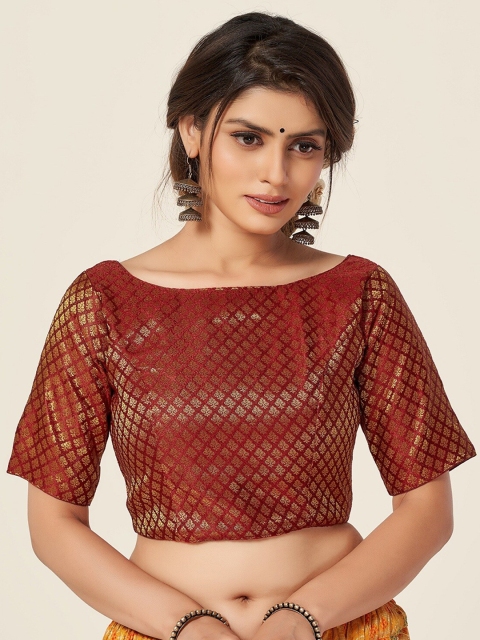 

HIMRISE Maroon Woven Design Saree Blouse
