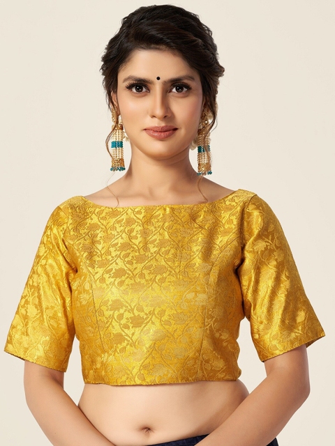 

HIMRISE Yellow Woven Design Saree Blouse