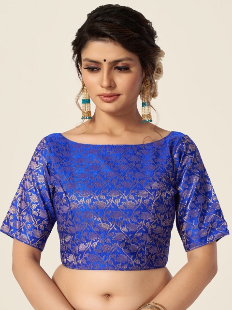 

HIMRISE Blue Woven-Design Saree Blouse
