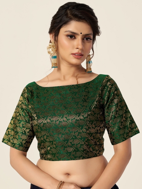 

HIMRISE Olive Green Woven Design Saree Blouse