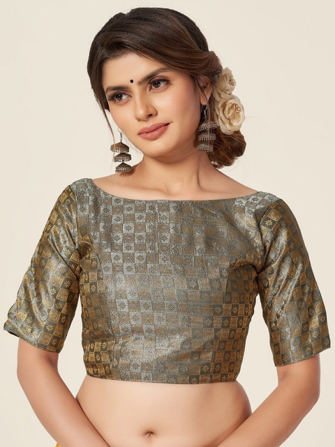 

HIMRISE Women Grey Woven Design Saree Blouse