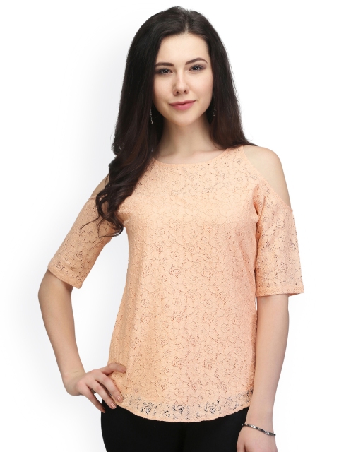

Eavan Women Peach-Coloured Self Design Top