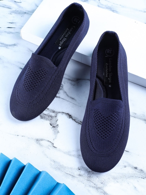 

LONDON STEPS Women Navy Blue Textured Flats