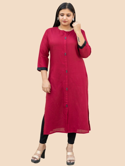 

FEMMIBELLA Women Maroon & Black Kurta