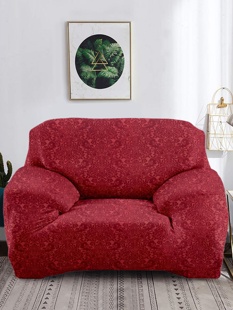 

Cortina Maroon Printed Jacquard 1 Seater Stretchable Non-Slip Sofa Cover