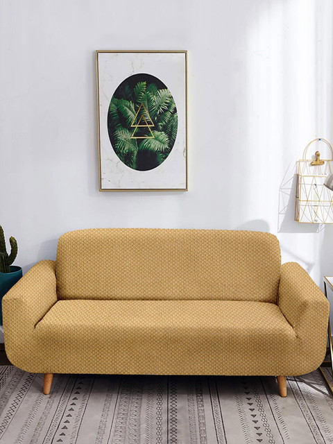 

Cortina Cream-Coloured Printed Jacquard Three Seater Non-Slip Sofa Cover