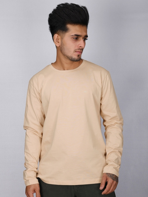 

FRENCH CROWN Men Cream-Coloured Raw Edge T-shirt