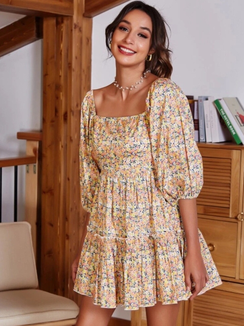 

MERCHE Yellow Floral Dress