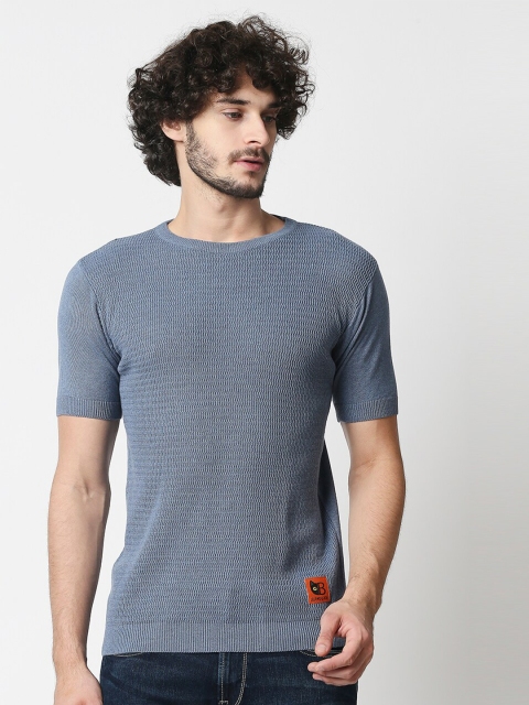 

Blamblack Men Blue Applique Slim Fit T-shirt