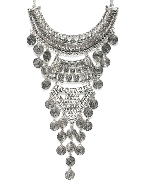 

PANASH Silver-Plated Textured Statement Necklace