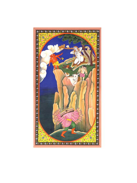 

Exotic India Multicolored Ravana Shaking Mount Kailash Wall Art, Multi
