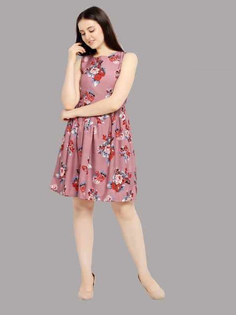 

MODLI 20 FASHION Pink Floral Crepe Dress