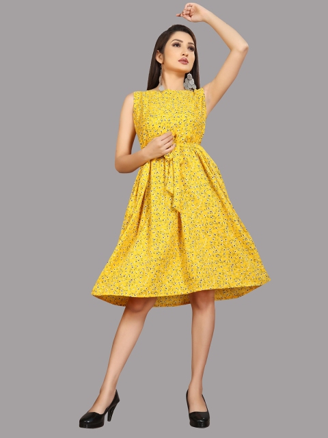 

MODLI 20 FASHION Yellow Floral Crepe Dress