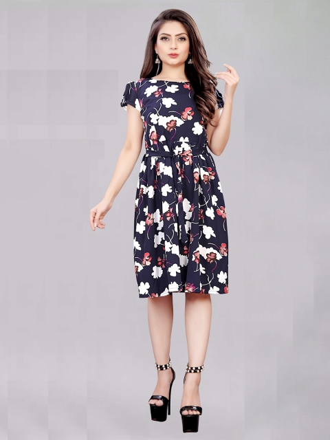 

MODLI 20 FASHION Blue Floral Crepe Dress