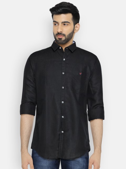 

Wills Lifestyle Men Black Slim Fit Solid Casual Shirt