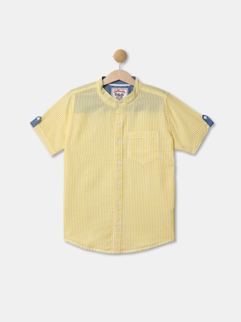 

R&B Boys Yellow Striped Casual Shirt