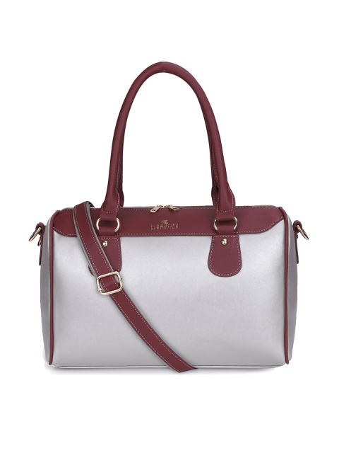 

THE CLOWNFISH Silver-Toned Colourblocked Leather Structured Handheld Bag