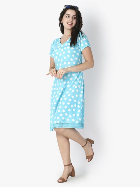 

Again fashions Women Blue & White A-Line Dress