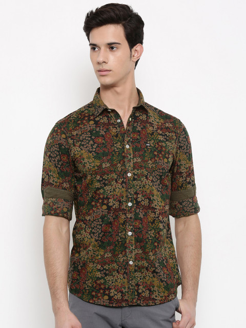 

Arrow Sport Men Olive Green & Red Regular Fit Floral Print Casual Shirt