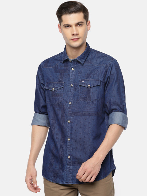 

Arrow Sport Men Blue Slim Fit Printed Denim Shirt