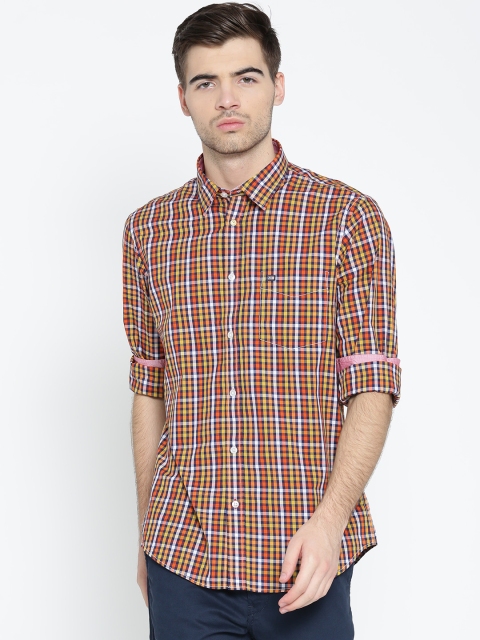 

Arrow Sport Men Orange & Mustard Yellow Slim Fit Checked Casual Shirt