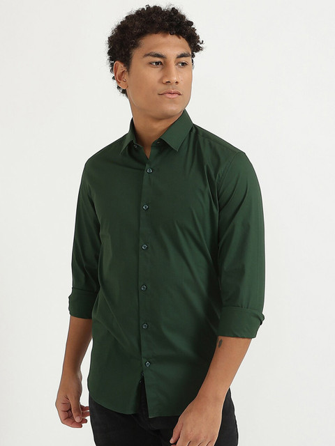 

United Colors of Benetton Men Green Slim Fit Cotton Casual Shirt