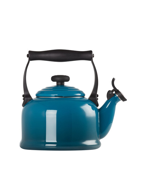 

LE CREUSET Deep Teal Solid Stainless Steel Glossy Kettle, Blue